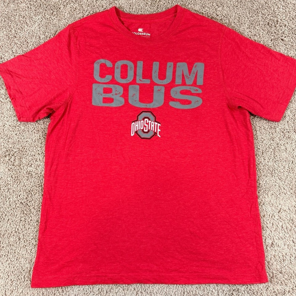 Ohio State Buckeyes Columbus Graphic T Shirt Red Mens XL Colosseum EUC